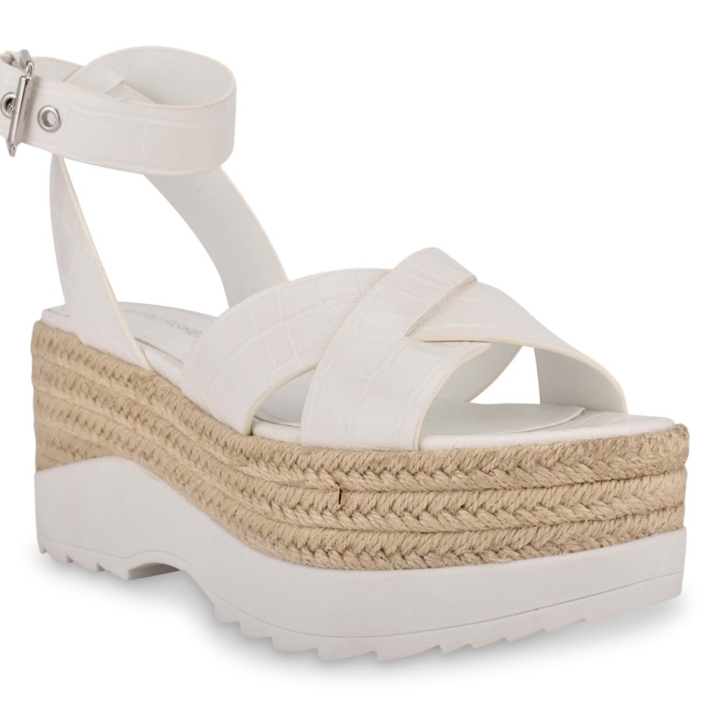 Marc Fisher Zarita Espadrille Wedges in 7.5 - White Croc